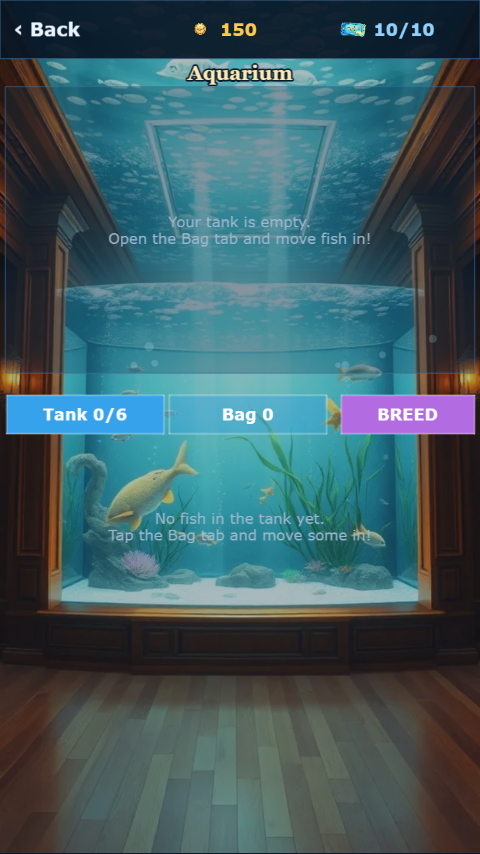 The aquarium with fish swimming