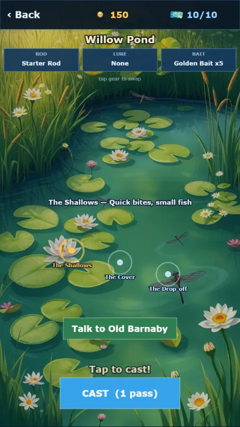 Choosing a cast spot at Willow Pond