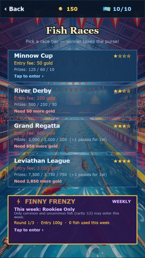 A four-lane fish race